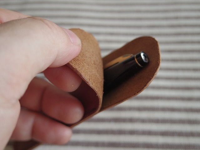 ■■革ジャン用の馬革で作った1本ペンシース＜ＳＳ＞■■031【明るい茶色】_6