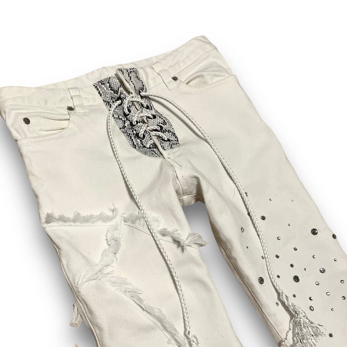 RARE archive Lace-up Flared fringe Pants Japanese label アーカイブ