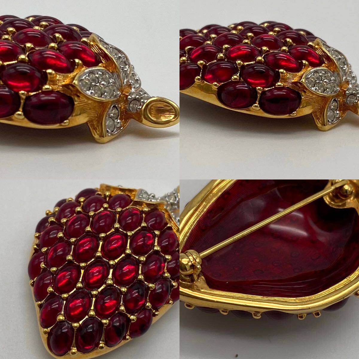 SWAROVSKI スワロフスキー ブローチ イチゴ ラインストーン カラー