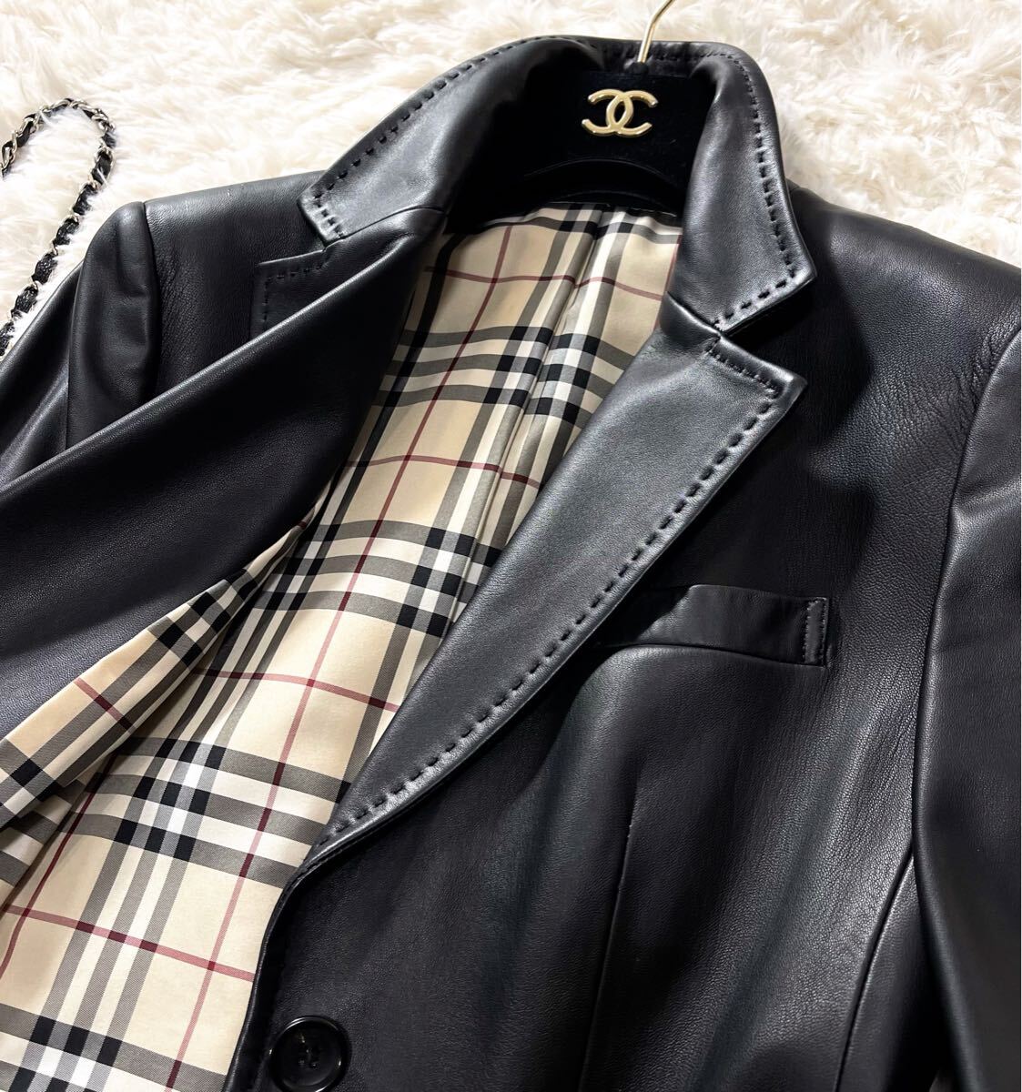 大きいサイズ 美品 バーバリー BURBERRY バーバリーロンドン レザー