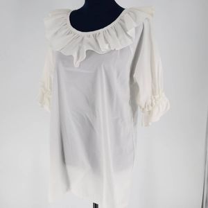 『送料無料』【美品 フラダンス用衣装】ホワイト トップス フリル ハワイアン アロハ 半