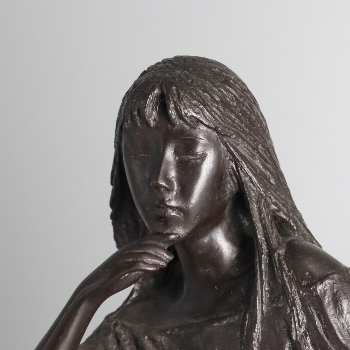 宙】人気具象彫刻家 土田副正「夏の日」ブロンズ美人像 高53cm 約7.5kg