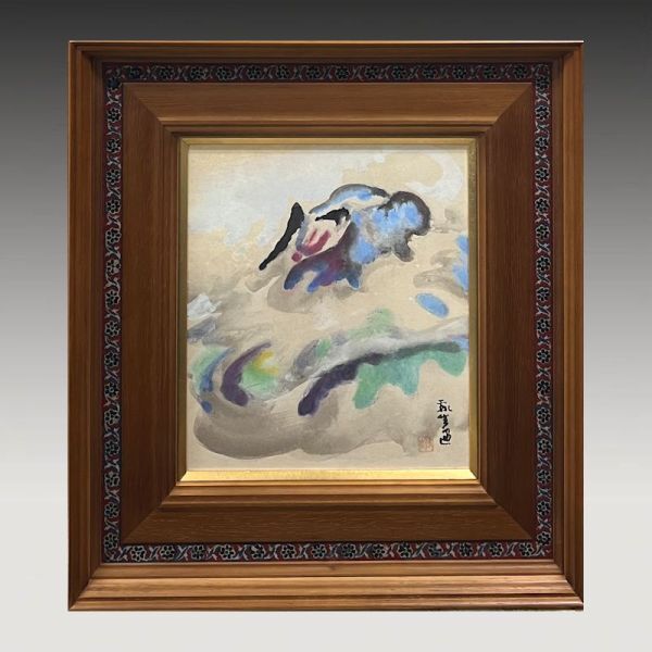 値下げ小山敬三12号模写額付き FCP】 真作保証 小山敬三 紙本水彩画27x23.9cm 「浅間山」 ※東京美術