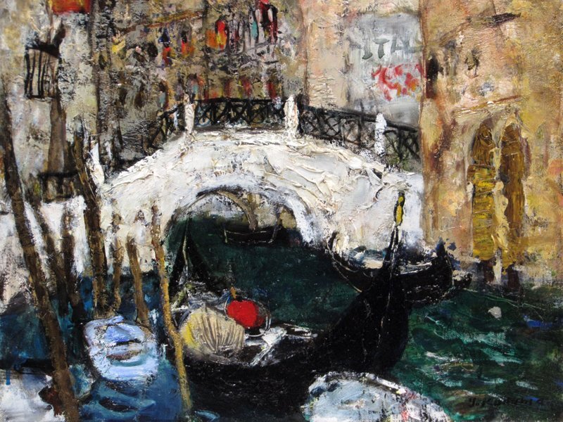 GINZA絵画館】児玉幸雄 油絵8号「ヴェニスの運河」イタリア・希少な1