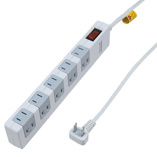 電源タップ 2m 10個口 強力マグネット付 L型プラグ 配線整理 雷ガード コンセント 節電 延長コード 送料無料 5M◇ 10個口タップ_2