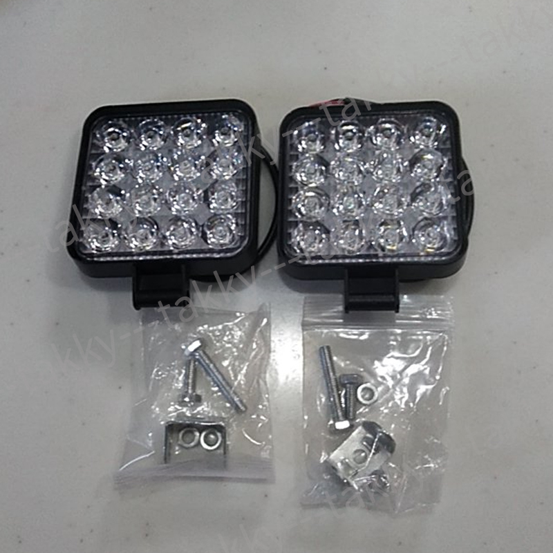 LED ワークライト 2個セット 作業灯 12V 16連 48W 夜間作業 軽量 薄型 防水 投光器 照明 led 屋外 サーチライト キャンプ 車 船舶 重機_6