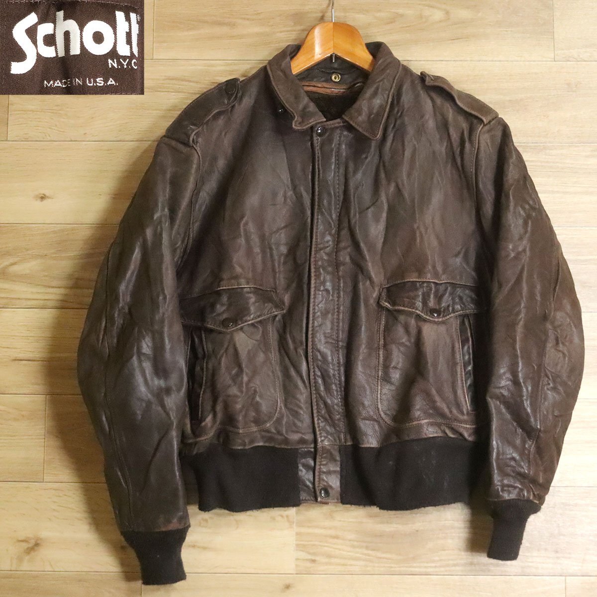 D2R/O12.18-3 USA製 Schott ショット G-1 フライトジャケット 本革 