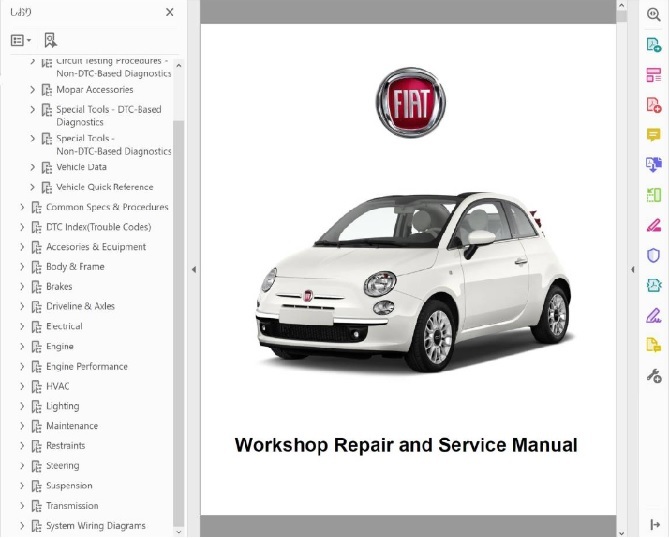 FIAT 500 2007-2012 ファクトリー ワークショップマニュアル リペア