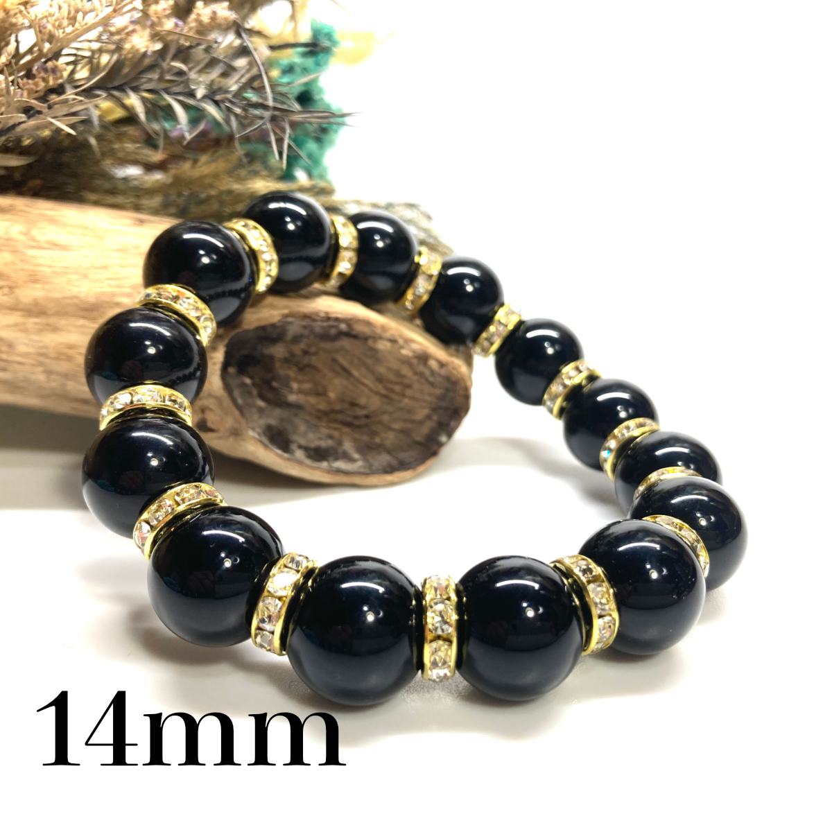 モリオン ブレスレット 14mm パワーストーン 黒水晶 天然石 14mmの通販 