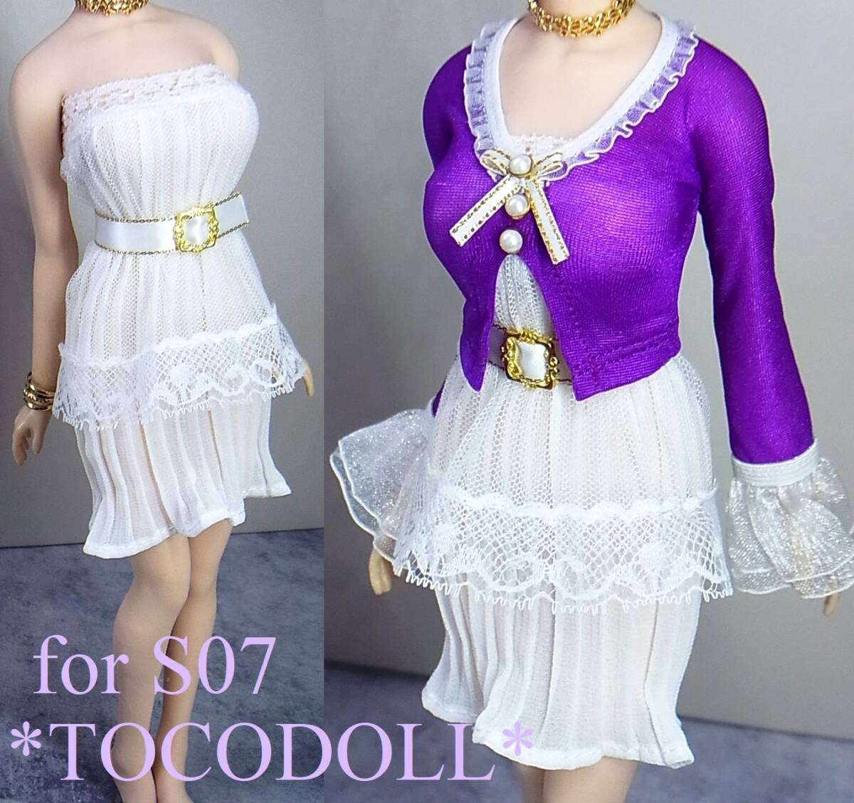 toco＊Phicen&frasl;TBLeague用 S07 S34 レーシーフレアワンピースセット