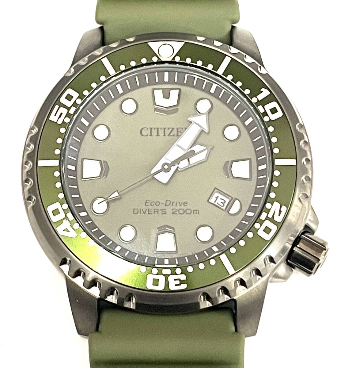 【B】【15067】★☆CITIZEN シチズン　E168-S129061　プロマスターデイト　ダイバーズウォッチ200M　エコドライブ　グリーン 稼働　現状品