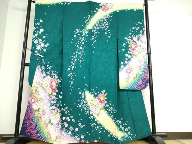 平和屋着物○豪華振袖 舞花文 暈し染め 金彩 正絹 逸品 DAAK8923az