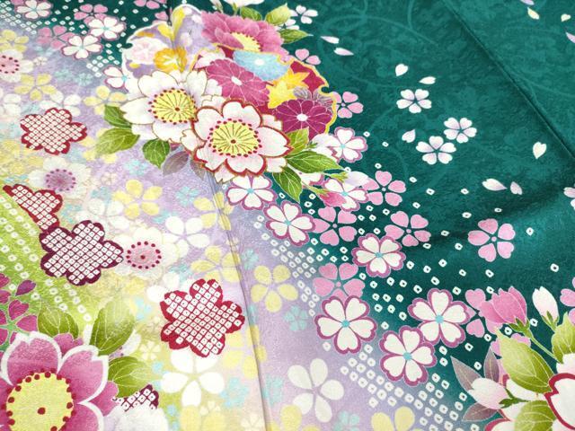 平和屋着物○豪華振袖 舞花文 暈し染め 金彩 正絹 逸品 DAAK8923az