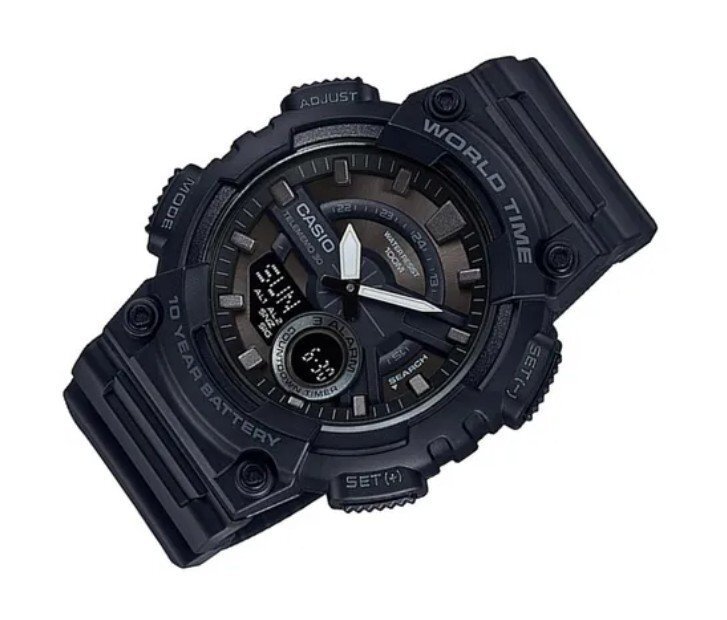 1円～1スタ 【電池交換不要】【存在感抜群】FULL BLACK 新品未使用ＣasioカシオアナデジTough Solarタフソーラー100m防水世界時計_4