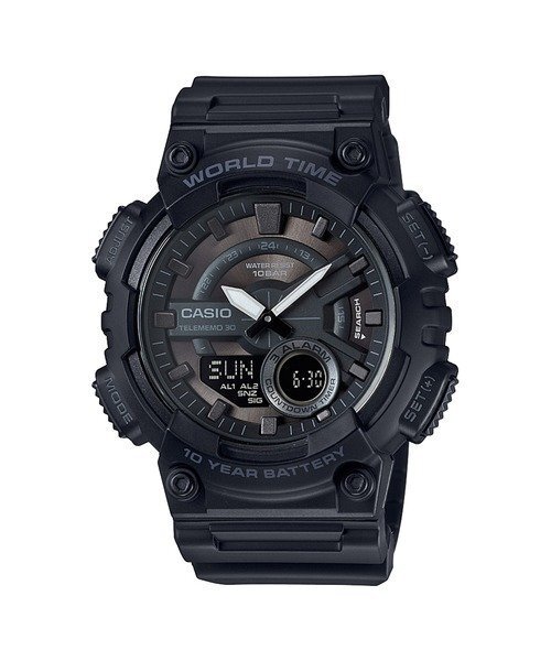1円～1スタ 【電池交換不要】【存在感抜群】FULL BLACK 新品未使用ＣasioカシオアナデジTough Solarタフソーラー100m防水世界時計_5