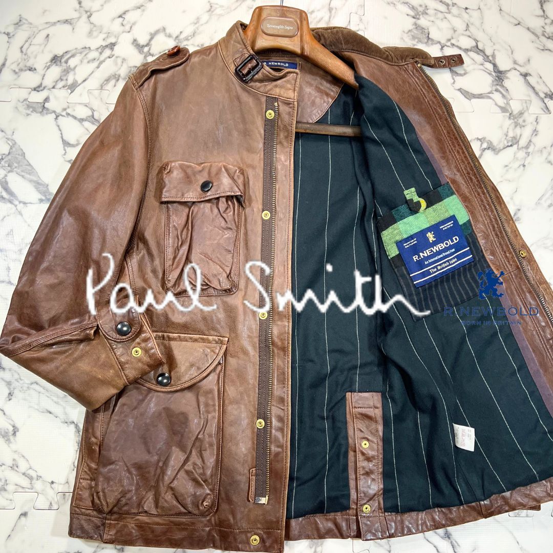 極希少/ラムレザー ○Paul Smith R.NEWBOLD ポールスミス ライダース M 