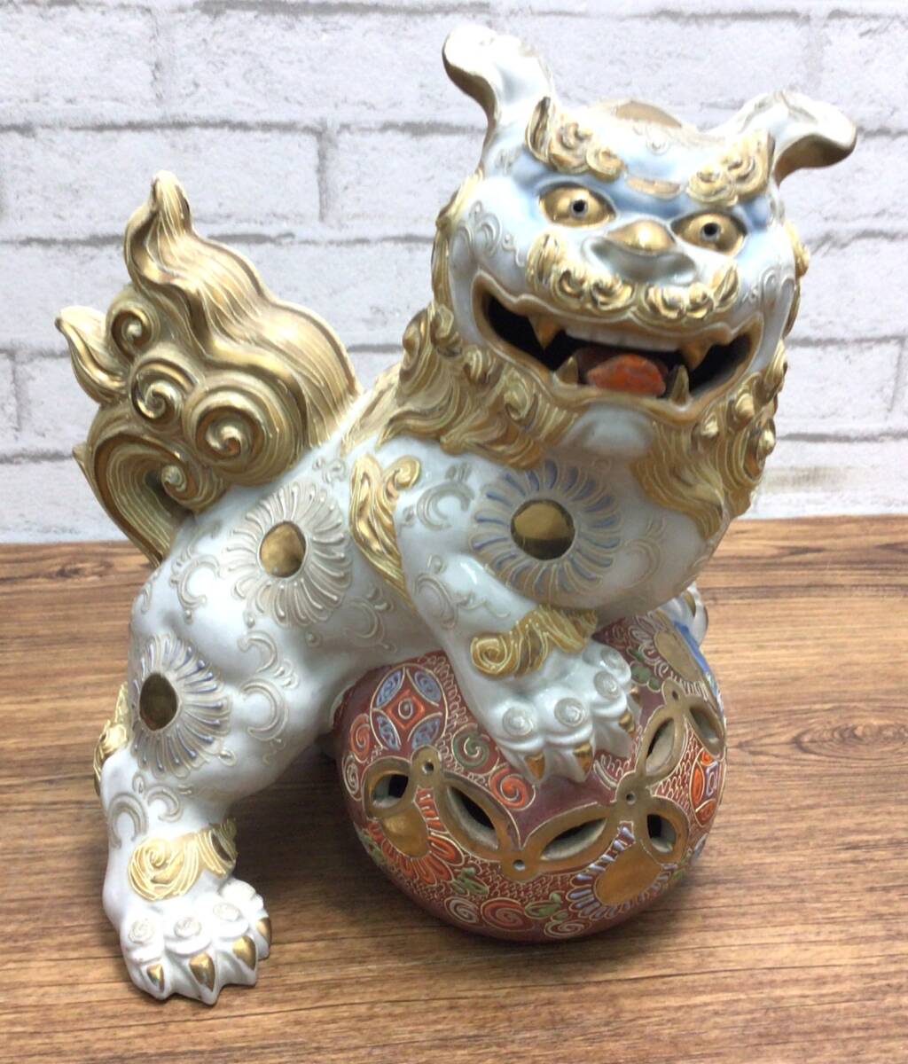 唐金 置物【玉獅子】唐獅子 唐金 球獅子 中国古玩 【公式通販】