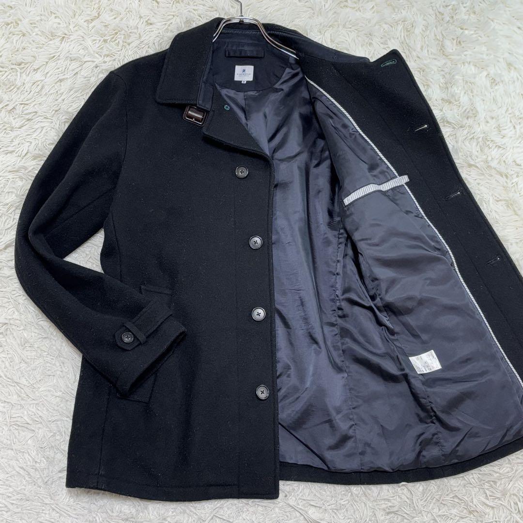 極美品✨ポールスミス　ピーコート　メルトンウール　パイピング　黒　L Paul Smith ウール ピーコート ポールスミス[超希少 XLサイズ 刺繍