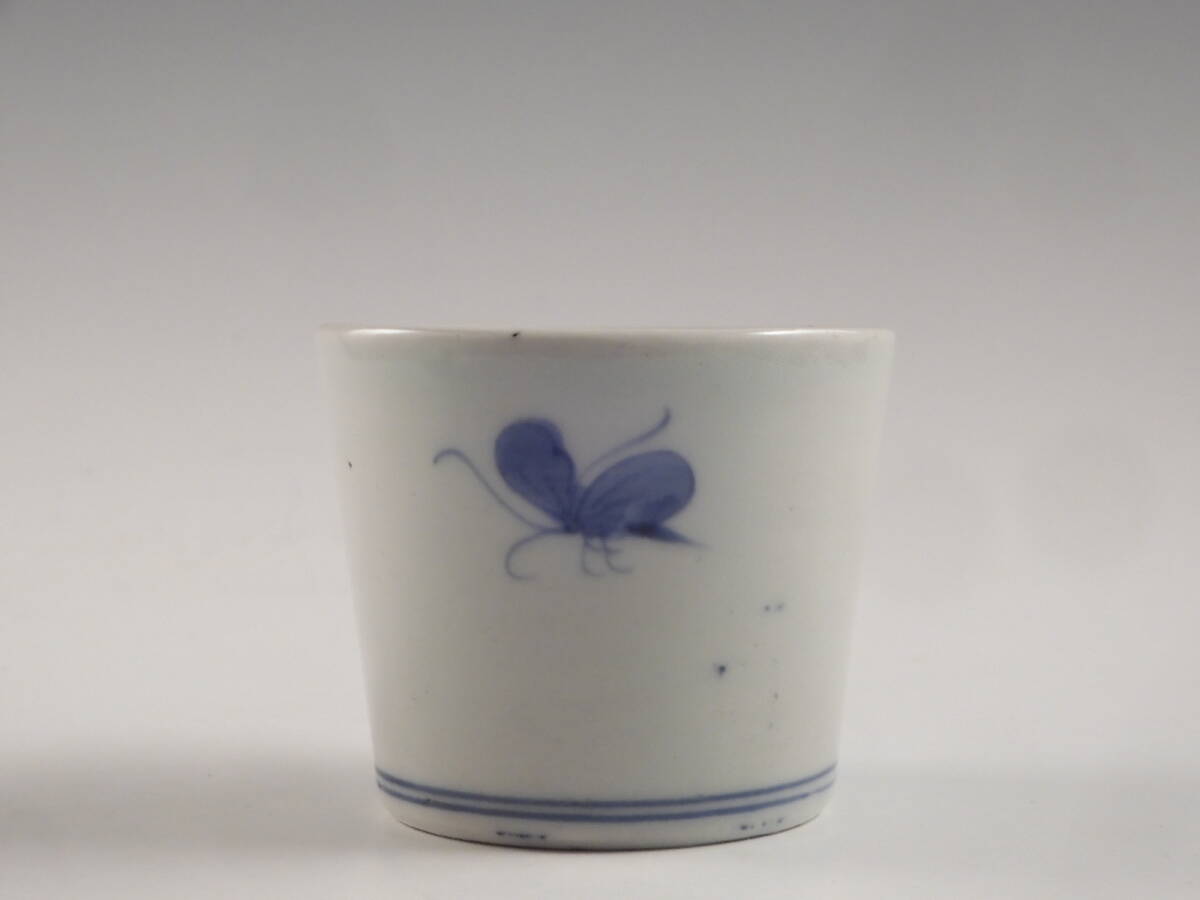 染付 蕎麦猪口 5客 古伊万里 無傷完品 花草文 ◇堂◇
