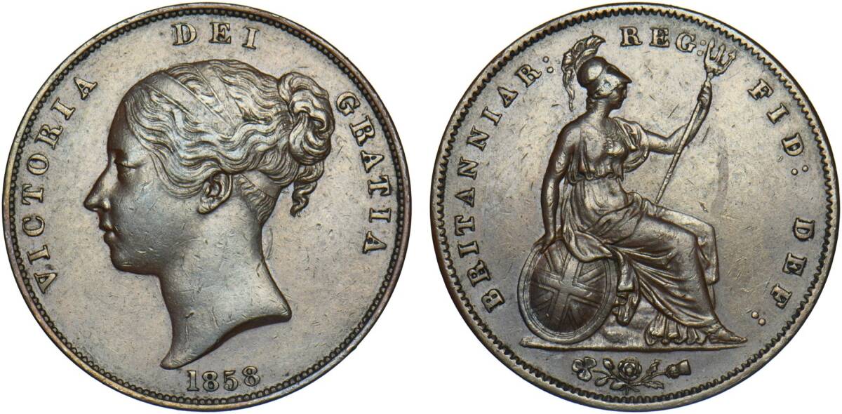 外国イギリス 1ペニー大型銅貨（ヴィクトリア女王 ヤングヘッド)1857年 外国イギリス 1ペニー大型銅貨（ヴィクトリア女王 ヤングヘッド)1857年
