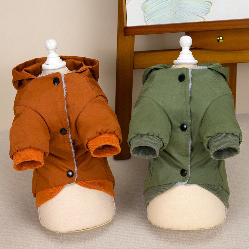 【100円スタート！】柿渋色Lサイズ◆【ラスト1枚】犬服 ブルゾン ジャンパー ベスト 防寒着 フード付き ドッグウェア アウター ペット_2