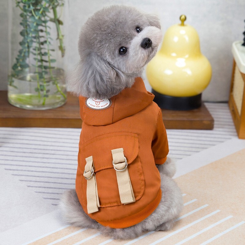 【100円スタート！】柿渋色Lサイズ◆【ラスト1枚】犬服 ブルゾン ジャンパー ベスト 防寒着 フード付き ドッグウェア アウター ペット_3