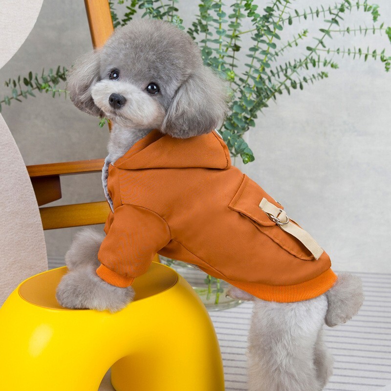 【100円スタート！】柿渋色Lサイズ◆【ラスト1枚】犬服 ブルゾン ジャンパー ベスト 防寒着 フード付き ドッグウェア アウター ペット_4