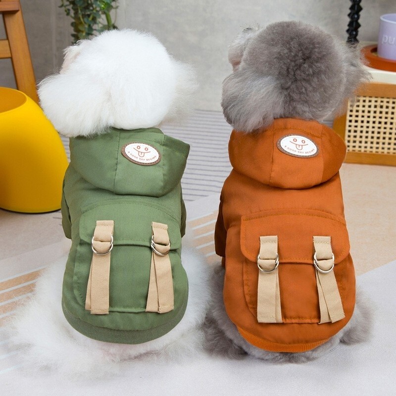 【100円スタート！】柿渋色Lサイズ◆【ラスト1枚】犬服 ブルゾン ジャンパー ベスト 防寒着 フード付き ドッグウェア アウター ペット_6