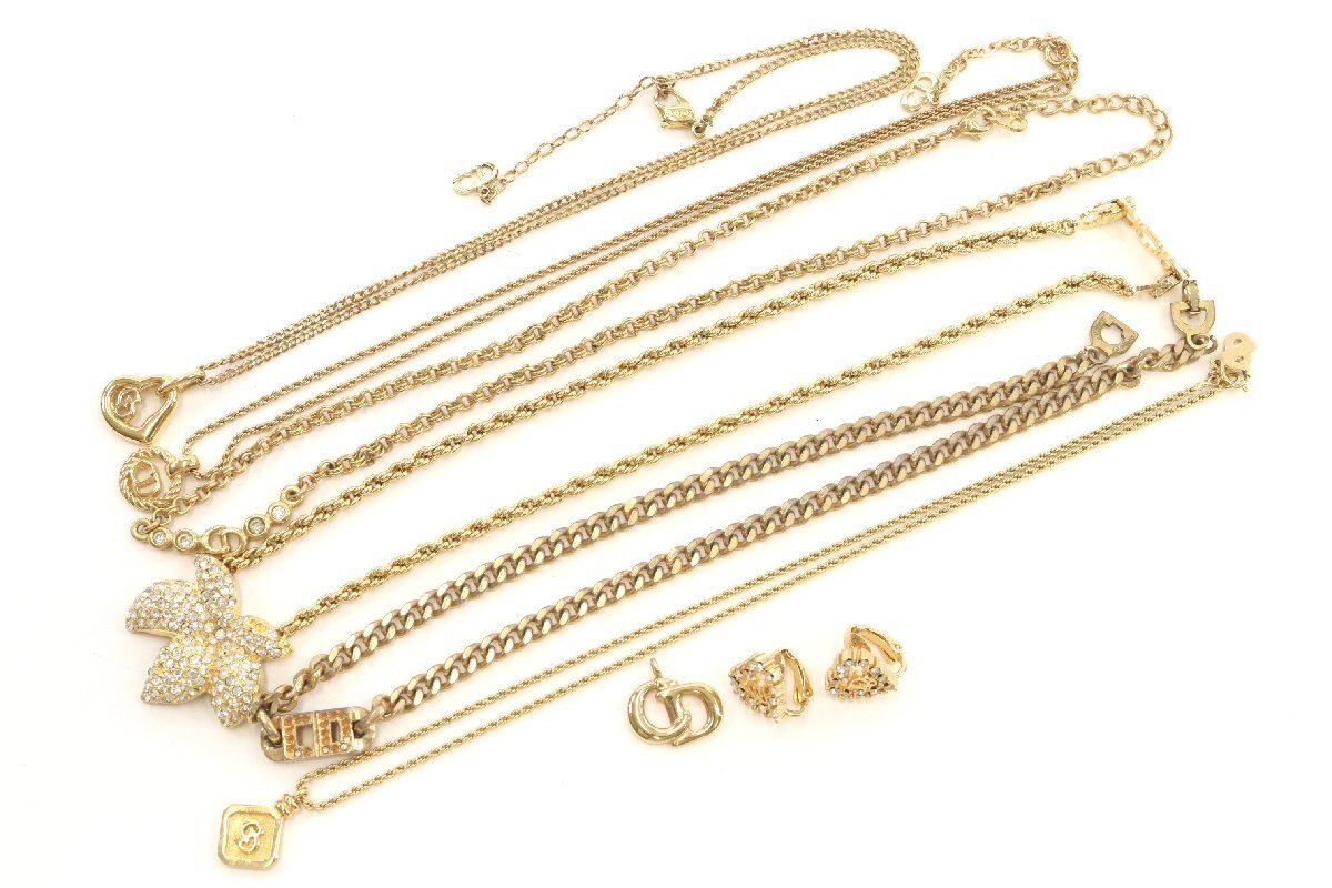 8点 ChristianDior クリスチャンディオール CD ゴールドカラー ネックレス イヤリング ヴィンテージ アクセサリー まとめ売り ...