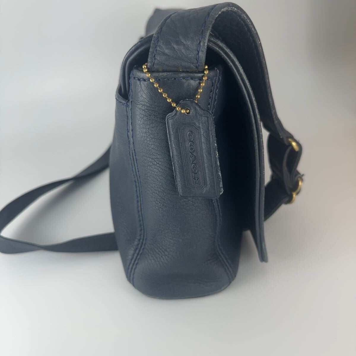希少 レア OLD COACH オールドコーチ シボ革 オールレザー フラップ 