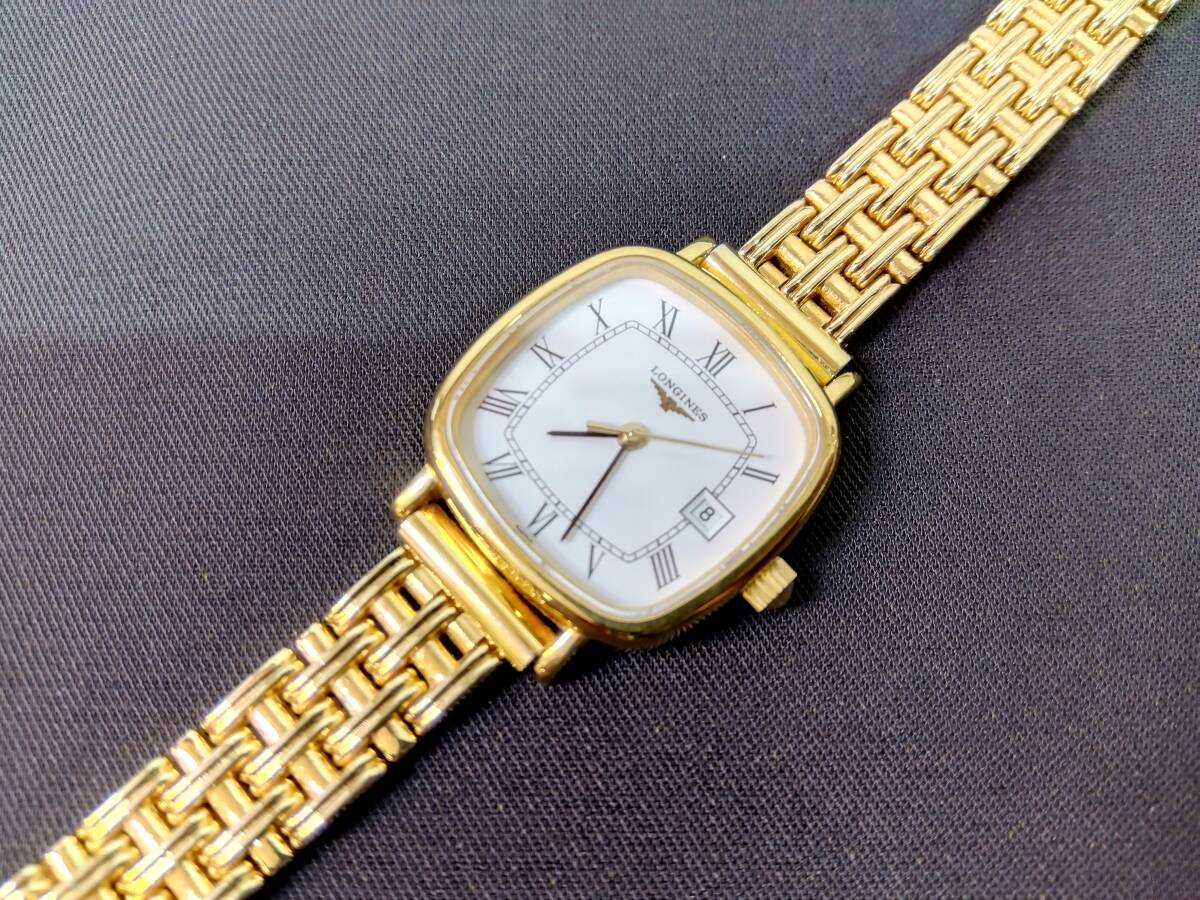 ☆美品　LONGINES SWISS ロンジン　レディースクォーツ腕時計　L4.261.2 可動品　コマ付_3