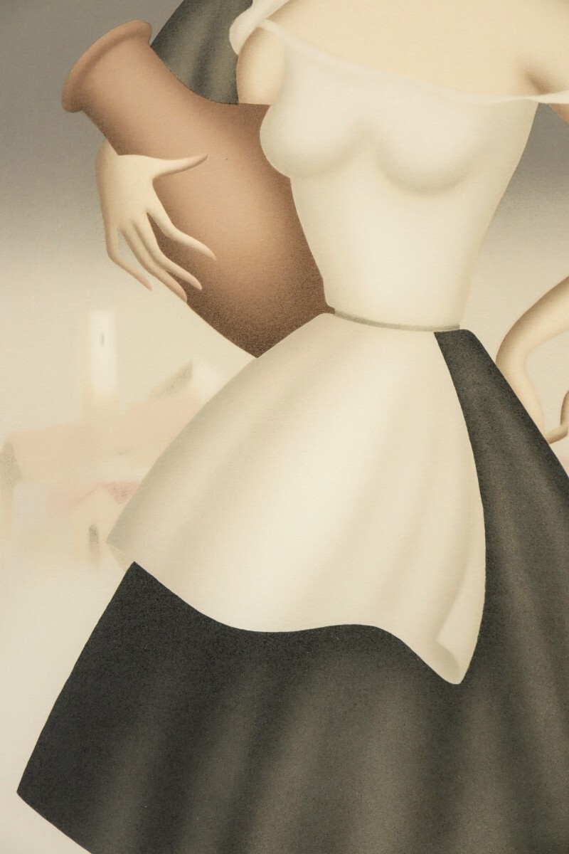 真作 東郷青児 リトグラフ「水を汲む女性」画38×49cm 鹿児島県出身