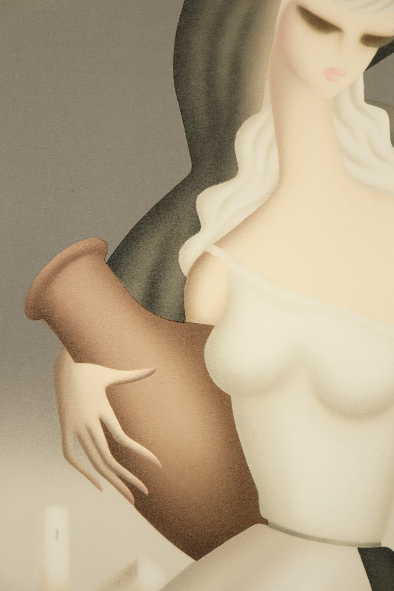 真作 東郷青児 リトグラフ「水を汲む女性」画38×49cm 鹿児島県出身