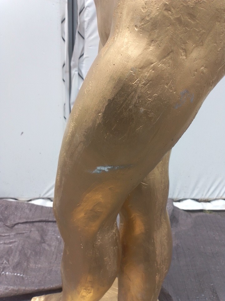 ◇林昭三作 像 女性◇約28×26×H105㎝ モニュメント 石膏像 石こう 古