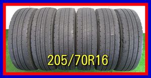 ■中古タイヤ■　205/70R16 111/109N LT DUNLOP ENASAVE SPLT50 トラック用 6本セット 夏