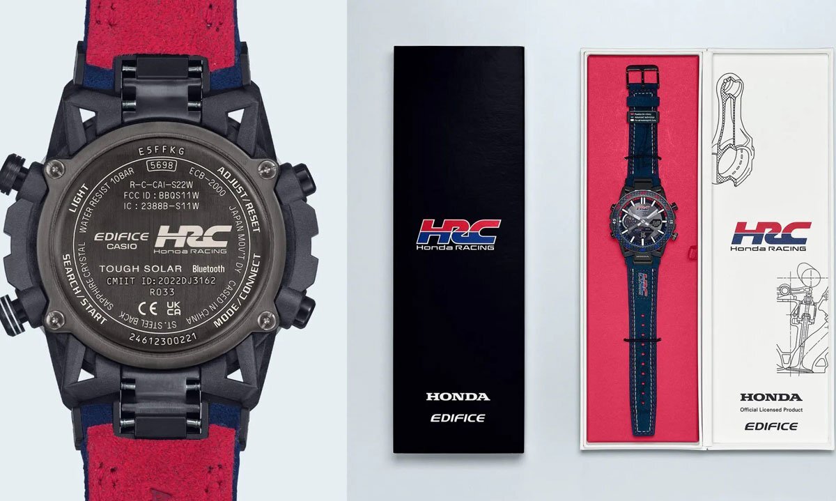 公式ホンダHONDAレーシング HRC限定モデル Wネーム カーボンファイバー 新品1円 カシオEDIFICE スマホ連動 ソーラー クロノグラフ 100m防水_3