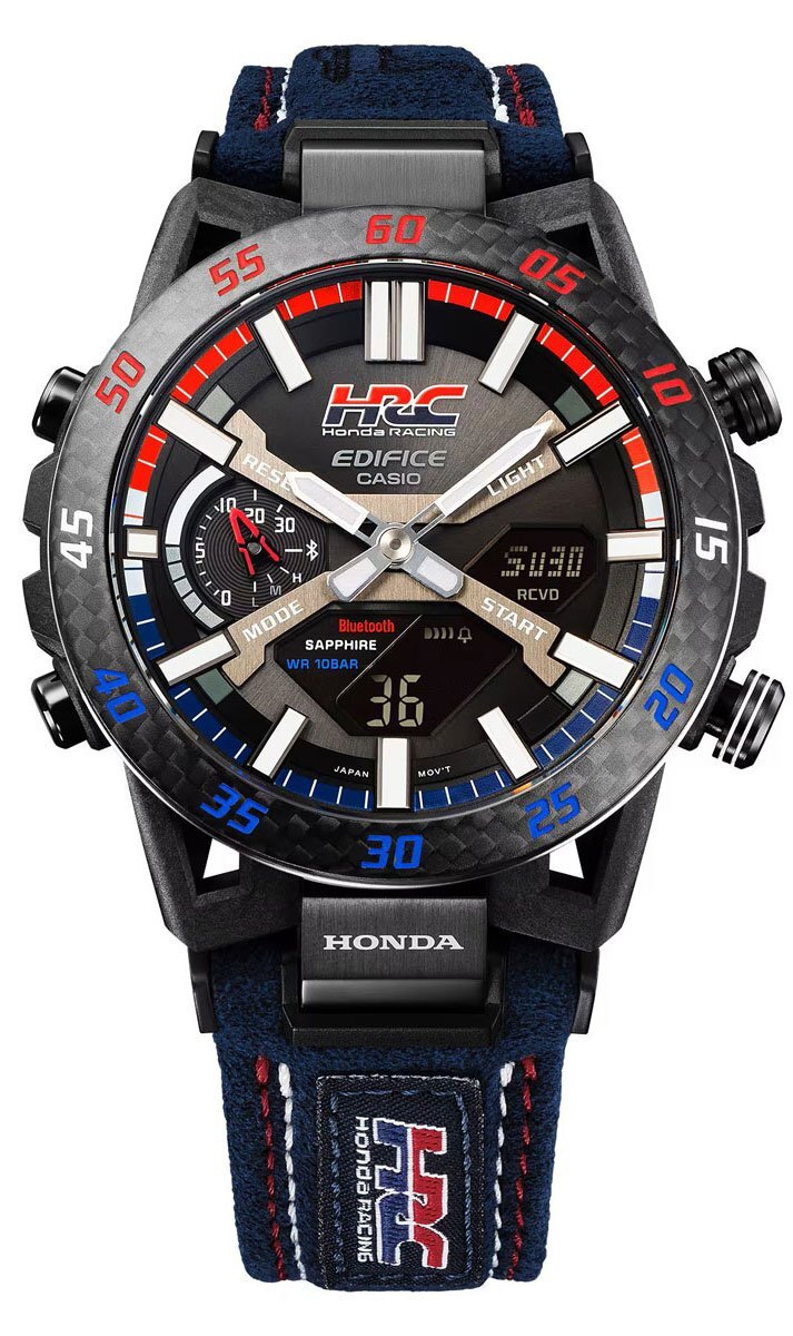 公式ホンダHONDAレーシング HRC限定モデル Wネーム カーボンファイバー 新品1円 カシオEDIFICE スマホ連動 ソーラー クロノグラフ 100m防水_5