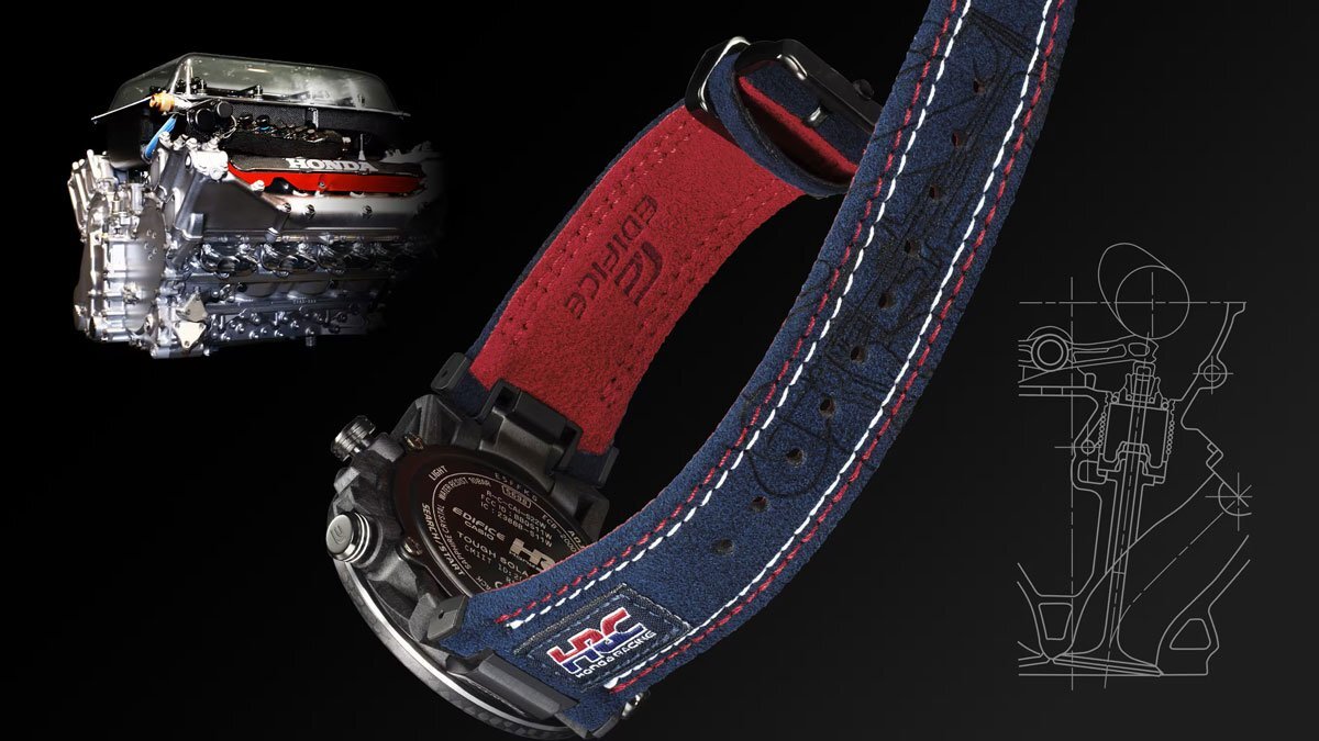 公式ホンダHONDAレーシング HRC限定モデル Wネーム カーボンファイバー 新品1円 カシオEDIFICE スマホ連動 ソーラー クロノグラフ 100m防水_6