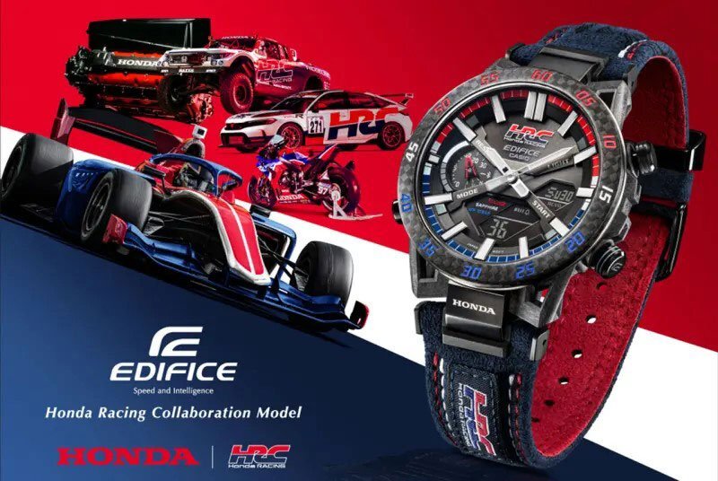 公式ホンダHONDAレーシング HRC限定モデル Wネーム カーボンファイバー 新品1円 カシオEDIFICE スマホ連動 ソーラー クロノグラフ 100m防水_7