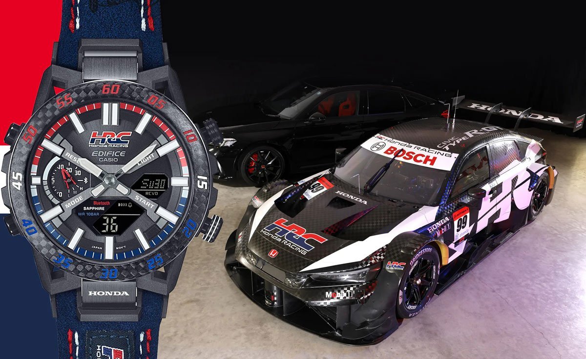公式ホンダHONDAレーシング HRC限定モデル Wネーム カーボンファイバー 新品1円 カシオEDIFICE スマホ連動 ソーラー クロノグラフ 100m防水_8