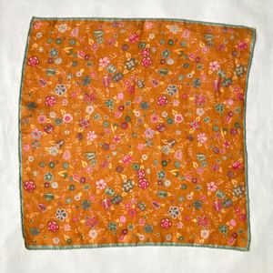 ★BREUER ブリューワー リネン オレンジ フラワー ポケットチーフ イタリア製 ハンカチ