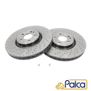 ベンツ フロント ドリルド ブレーキローター 2枚 防錆品 350X32MM Aクラス W176/A45AMG |