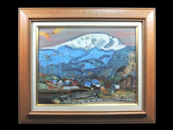 真作/篠原昭登/「車山」/油彩/6号/額装品/直筆サイン入り/裏書あり