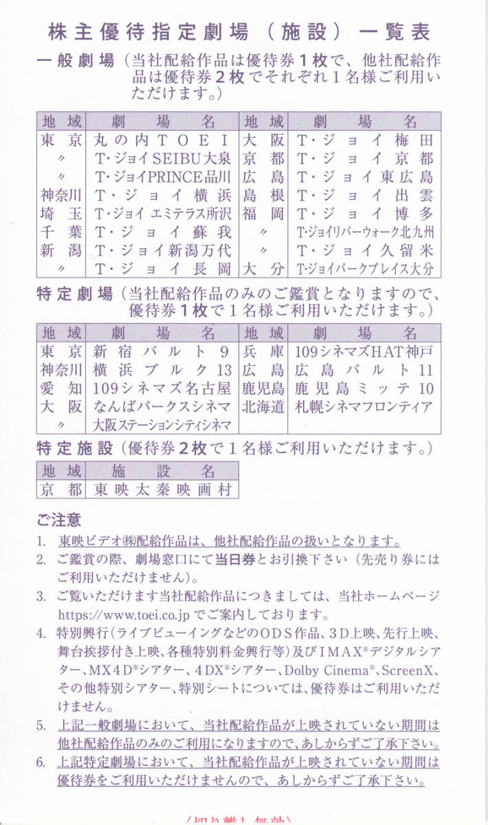 ★東映　株主優待券綴◆２０２５年７月３１日まで★_3