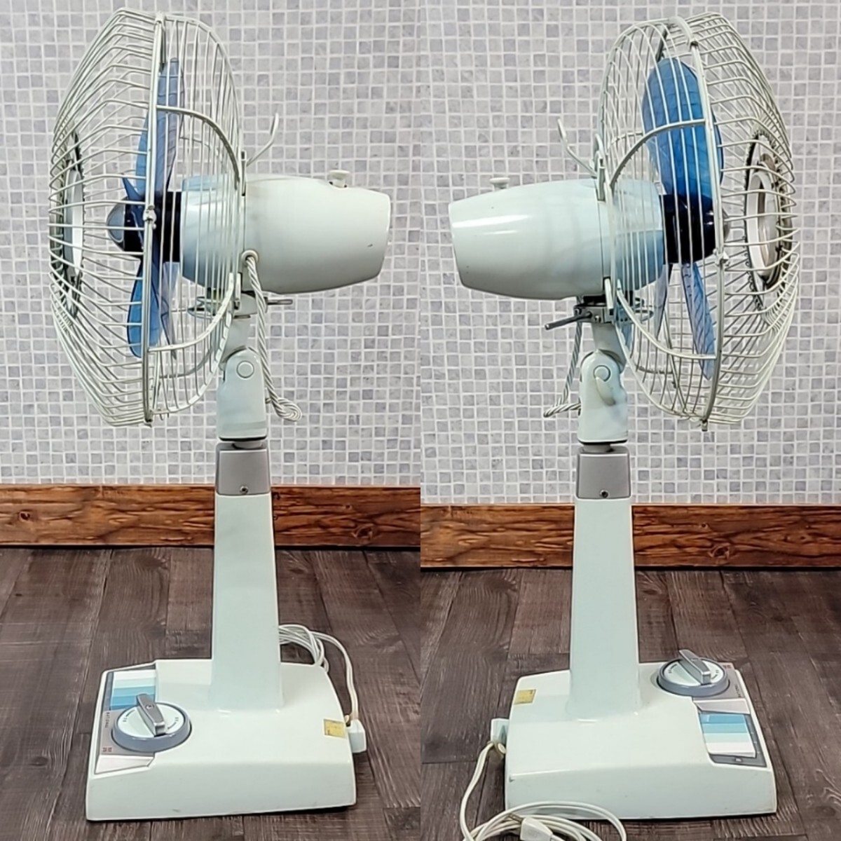 昭和家電　松下電器扇風機　羽根直径30㎝　首振り　アンティーク　稼働品 ☆希少 元箱付【動作OK】ナショナル NATIONAL TYPE 30TD 扇風機 3枚