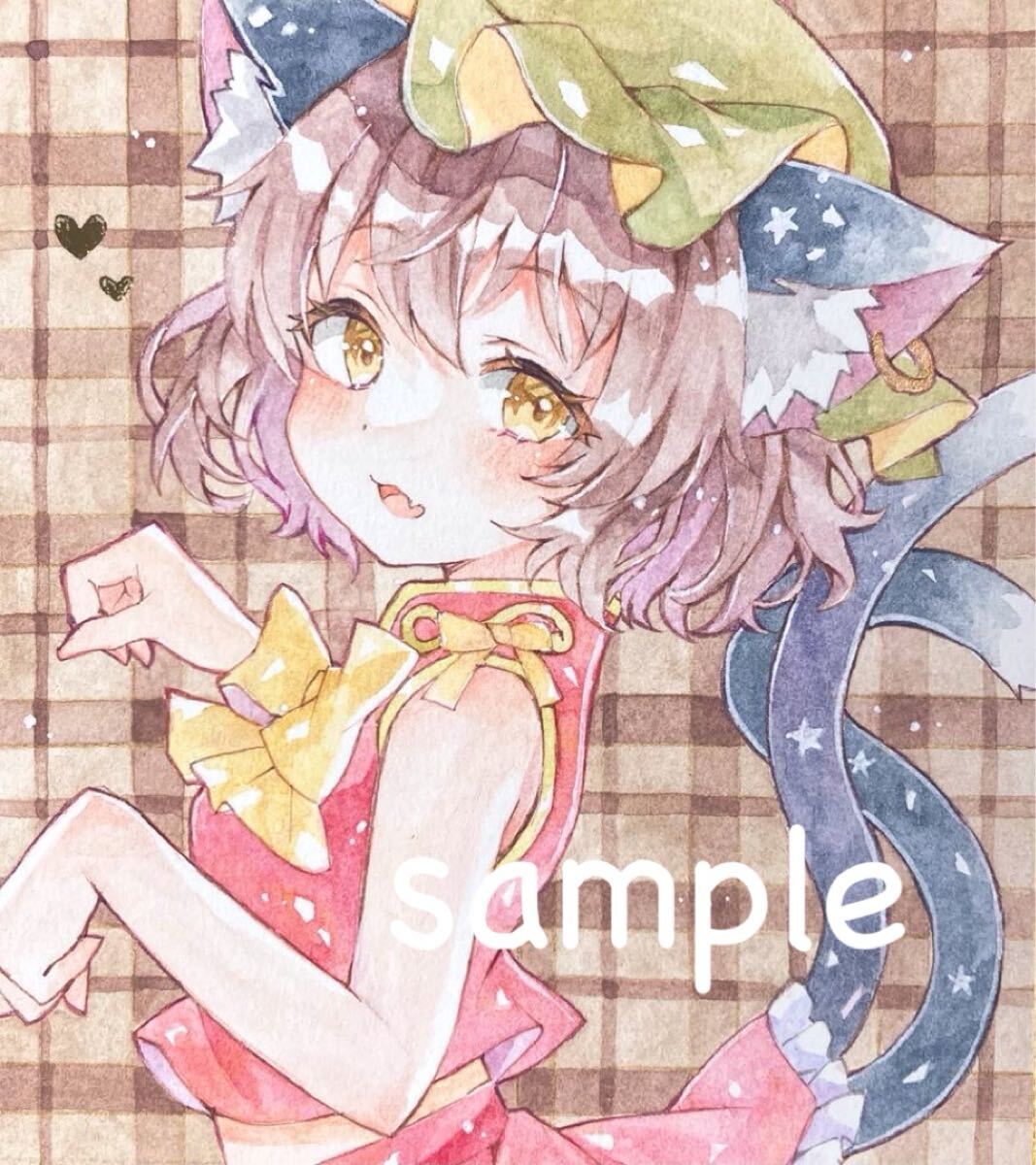 手描きイラスト＊東方Project＊橙＊ 透明水彩＊色紙(手描きイラスト