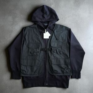 【極美品/24AW】COMME des GARCONS HOMME 裏毛×ナイロンベスト付ジップパーカー S ブラ