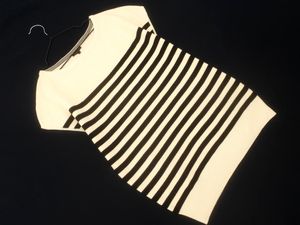 TRANS WORK トランスワーク ウール混 フレンチスリーブ ニット セーター size38/アイボリ