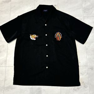 BACK NUMBER 開襟 オープンカラー 刺繍 虎 聖母 ボーリングシャツ 半袖シャツ