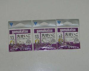 丸せいご　白　13号　3枚セット　がまかつ　送料無料